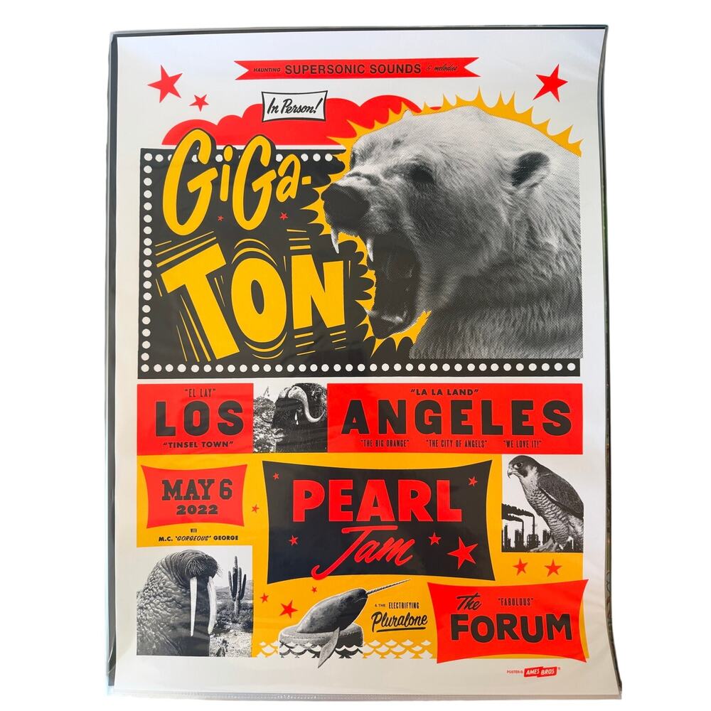 Pearl Jam 2022 LA Forum Ames Bros Gigaton Concert Poster 5/6/22 Official